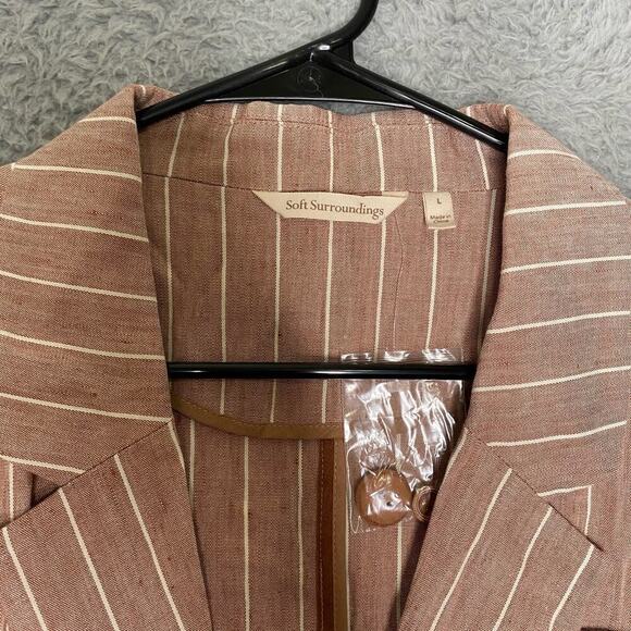 NWOT Soft Surroundings Womens linen blend striped blazer lightweight large - Picture 7 of 11